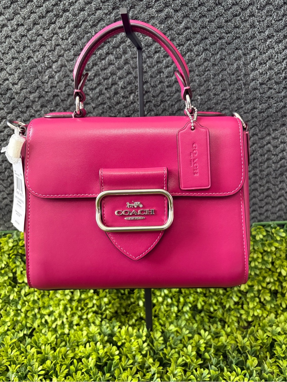 Coach Bright Violet Morgan Smooth Leather Top-Handle Satchel w/ Signature Buckle